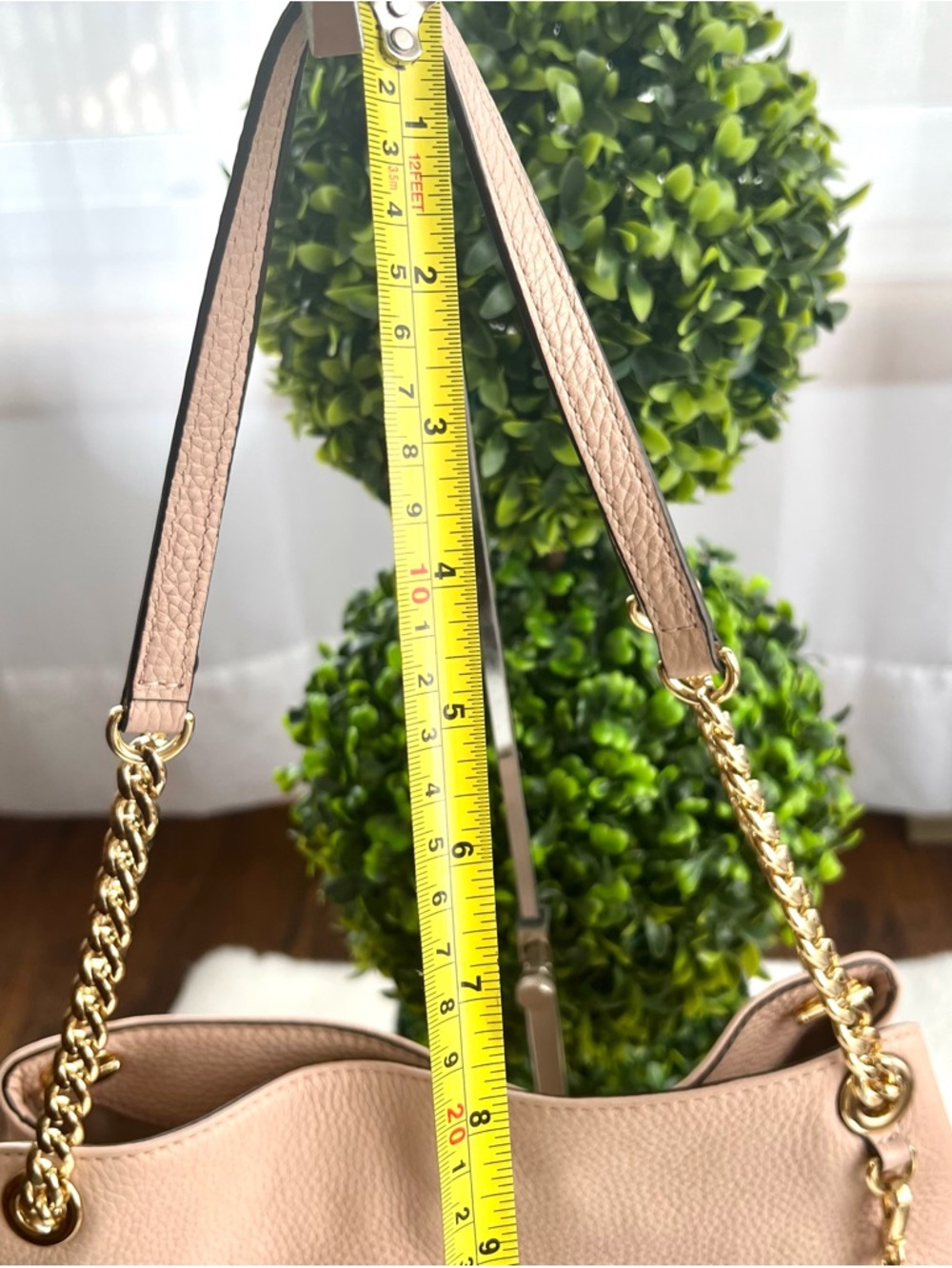 Michael Kors Jet Set Chain Shoulder Bag Dusty Pink Pebbled Leather Large - Picture 13 of 17